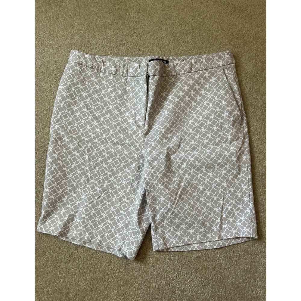 Mario Serrani Taupe Print Shorts Pockets Stretch Rayon Blend Women's 14